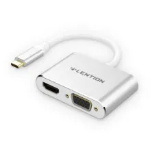 Bộ chuyển đổi USB-C sang HDMI và VGA Lention C51sHV Silver