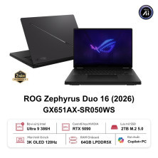 Laptop Asus ROG Zephyrus DUO 16 GX651AX-SR050WS | Core Ultra 9 386H | RTX 5090 | 16-inch 3K cảm ứng | 64GB | 2TB | Windows 11 | Xám