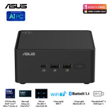 Máy tính Mini PC ASUS NUC 15 PRO NUC15CRH/ Core 5 210H | 2xDDR5 | M.2 NVMe | 2xHDMI | 2xTHUNDERBOLT 4 | WIFI7 BE200 | RJ45 | BT | nOS | RNUC15CRHC500000I