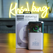 Củ sạc kiêm PIN dự phòng 3-in-1 Movespeed MSP13 | 35W | 10000mAh | Bạc
