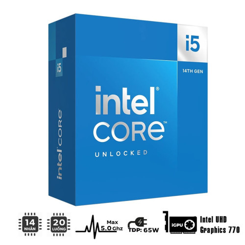 CPU Intel Core i5 14500 / 2.5GHz Turbo 4.8GHz / 14 Nhân 20 Luồng / LGA 1700 - BOX CHÍNH HÃNG