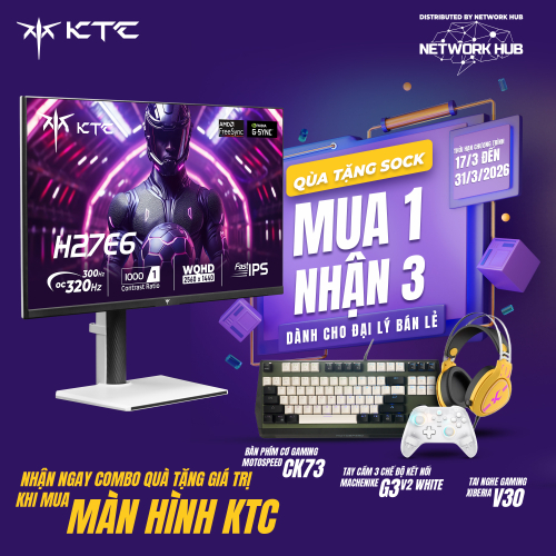 Màn hình Gaming KTC H27E6 | 27inch | QHD (2560x1440) | 300Hz (320Hz OC) | Fast IPS | 1ms | 144% sRGB + HDR support