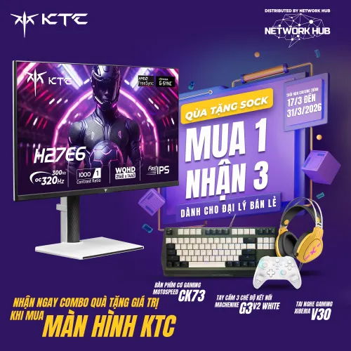 Màn hình Gaming KTC H27E6 | 27inch | QHD (2560x1440) | 300Hz (320Hz OC) | Fast IPS | 1ms | 144% sRGB + HDR support