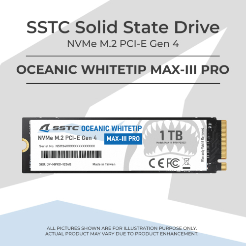 SSD SSTC Oceanic Whitetip MAX-III PRO 1TB NVMe Gen 4x4 - Bảo hành 60 Tháng