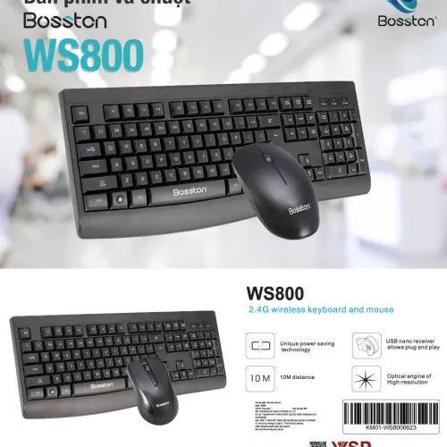 Combo bàn phím + chuột không dây Bosston WS800