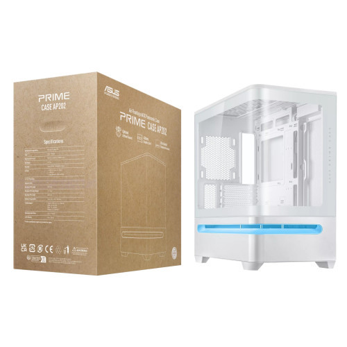 Vỏ máy tính Asus Prime AP202 TG WHITE (Không Quạt)
