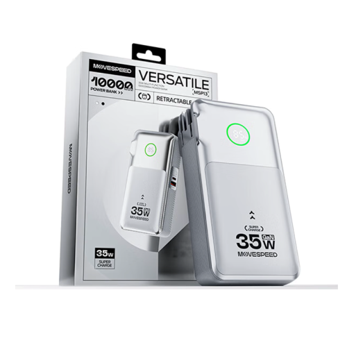 Củ sạc kiêm PIN dự phòng 3-in-1 Movespeed MSP13 | 35W | 10000mAh | Bạc