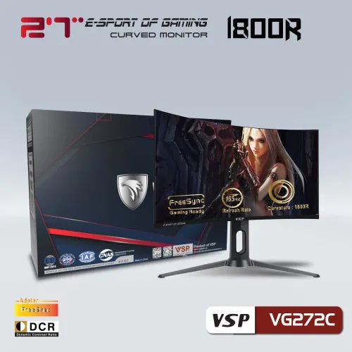 Màn Hình Gaming VSP VG272C (27 inch, FHD, VA, 165Hz, 12ms, 300nits, HDMI+DP, Cong)