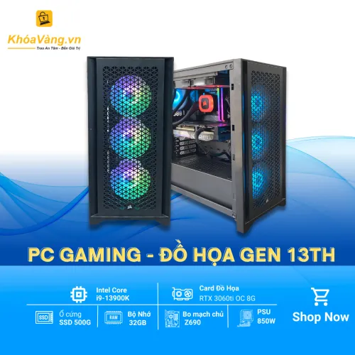 PC Gaming - Đồ họa Gen 13th (2023) i9-13900K | Ram 32GB | SSD 500GB Gen 4x4 | RTX 3060Ti 8G | New FULL BOX