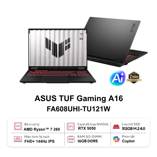Laptop Gaming ASUS TUF A16 FA608UHI TU121W (AMD Ryzen 7 260 | 16GB | 512GB | RTX 5050 | 16.0 FHD+ 144Hz)