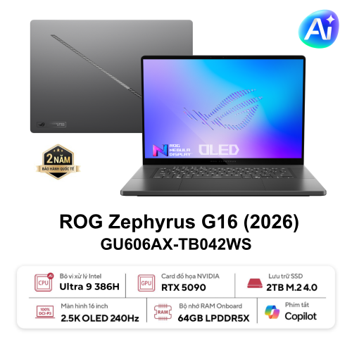 Laptop Asus ROG Zephyrus G16 | GU606AX-TB042WS | Intel® Core™ Ultra 9 386H | RTX 5090| 64GB | 2TB