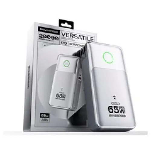 Củ sạc kiêm PIN dự phòng 3-in-1 Movespeed MSP14 | 65W | 20000mAh | Bạc