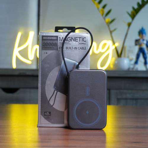 PIN dự phòng từ tính Movespeed S20 PLUS 45W | 20000mAh | Tích hợp Type C | Xám