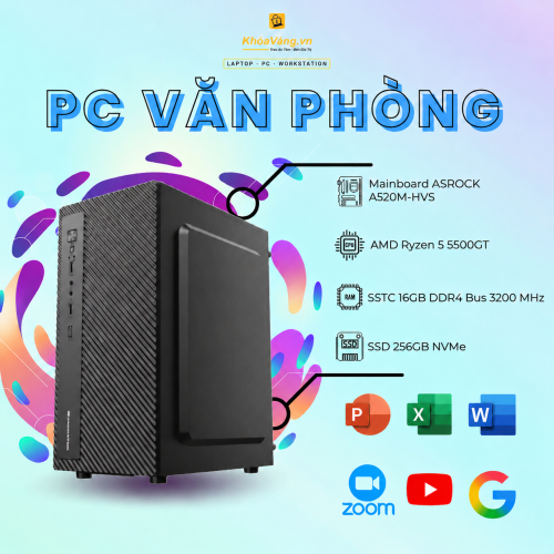 PC Văn Phòng | AMD Ryzen 5 5500GT | RAM 16GB | SSD 256GB NVMe | New chính hãng