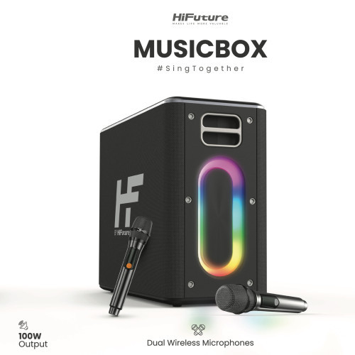 Loa Karaoke Bluetooth Di Động HIFUTURE Musicbox 100W - Kèm 2 micro wireless