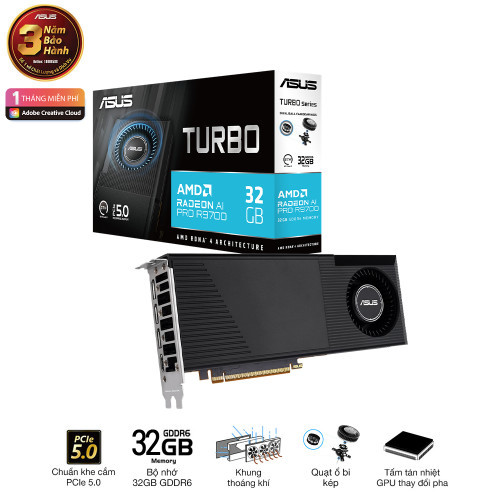 VGA ASUS TURBO AI PRO RX 9700 32GB GDDR6 (TURBO-AI-PRO-R9700-32G)