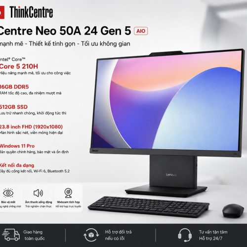 Máy tính AIO Lenovo ThinkCentre Neo 50A 24 Gen 5 Core 5 210H | 16GB RAM | 512GB SSD | 23.8 INCH FHD | Win 11 Pro | New 100% Fullbox