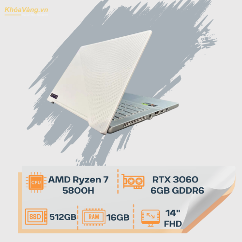 Asus ROG Zephyrus G14 GA401QM | Ryzen 7-5800HS | RAM 16GB | SSD 512GB NVME | RTX 3060 6GB GDDR6 | 14 inch FHD IPS 144Hz | NEW FULLBOX