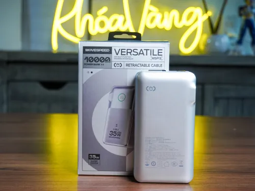 Củ sạc kiêm PIN dự phòng 3-in-1 Movespeed MSP13 | 35W | 10000mAh | Bạc