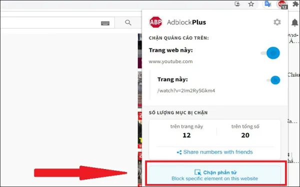 Adblock Plus tự động chặn quảng cáo YouTube
