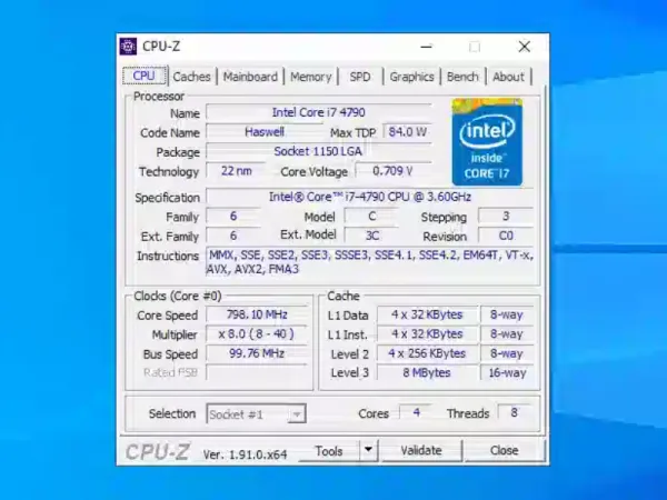 Tra cứu model laptop bằng CPU-Z 