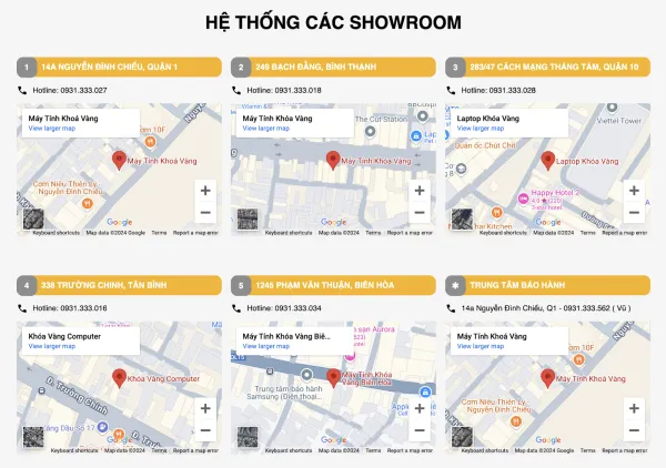 Hệ thống Showroom Khóa Vàng 