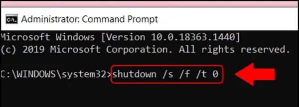 Dùng Commang Prompt (Admin) để xử lý lỗi không tắt được máy tính win 10