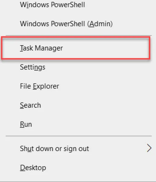 Bấm chọn tổ hợp phím Windows + X rồi chọn Task Manager