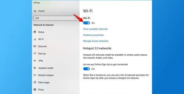 Cách kết nối mạng cho laptop Windows 10