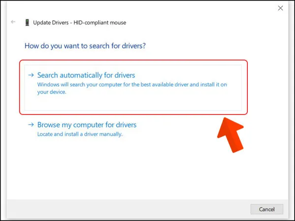 Chọn Search automatically for updated driver software để hoàn thành quá trình cập nhật.