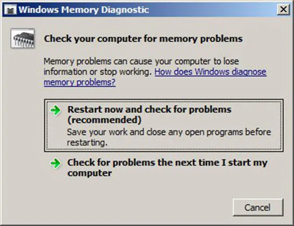 Kiểm tra ram trên laptop bằng công cụ Windows Memory Diagnostic