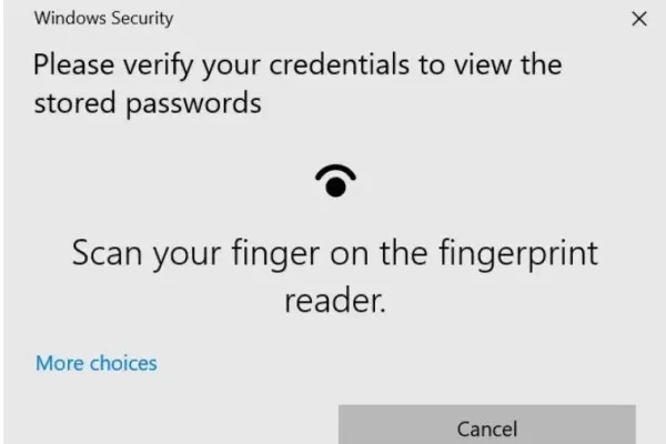 Lúc này hệ thống máy tính sẽ yêu cầu nhập mật khẩu tài khoản Windows hoặc quét vân tay để xác thực.
