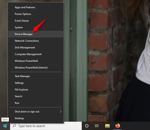 Nhấn Windows + X, sau đó chọn Device Manager