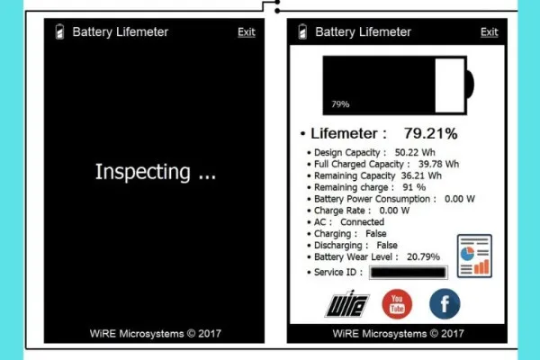 Phần mềm test pin laptop Battery Lifemeter