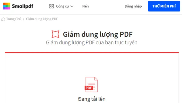 Quá trình tải và nén file PDF sẽ tự động diễn ra