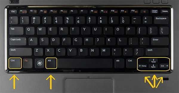 Sử dụng tổ hợp phím Ctrl + Alt + [Mũi tên]