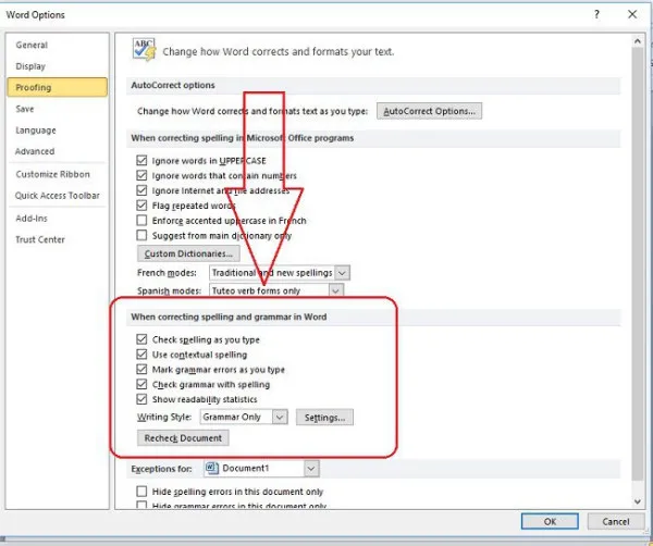 Tắt tự động kiểm tra lỗi chính tả trên Windows 10 trên Microsoft Office 