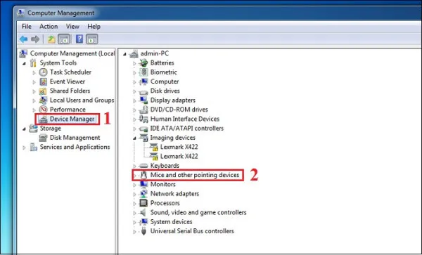 Vào mục Device Manager, nhấn chọn Mice and other pointing devices.