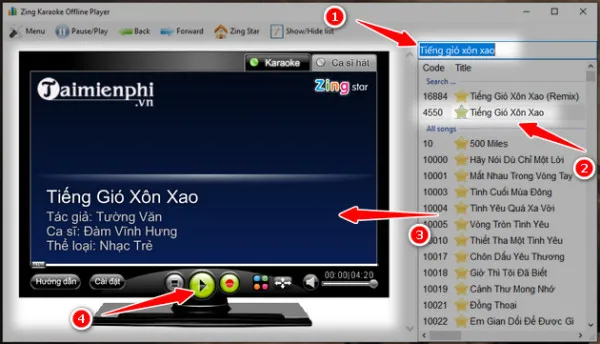 Zing Karaoke offline Player - phần mềm hát karaoke offline trên laptop