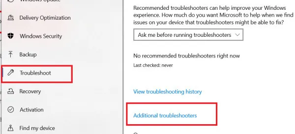 bạn tìm và nhấn chọn mục Additional troubleshooters 