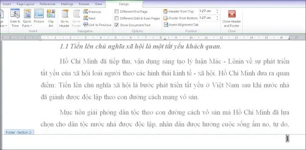 Bạn nhấp vào mục Link to Previous để tiến hành xóa liên kết.