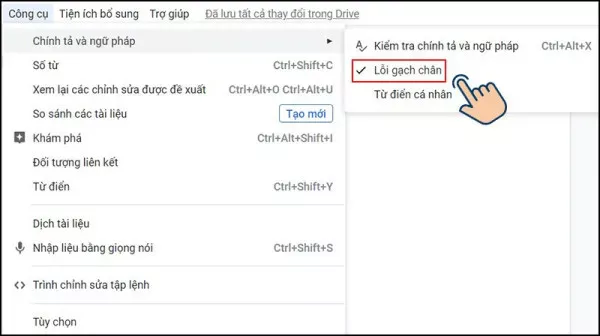 Cách kiểm tra lỗi chính tả bằng công cụ Google tài liệu