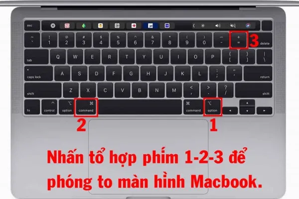 Cách phóng to màn hình laptop Macbook