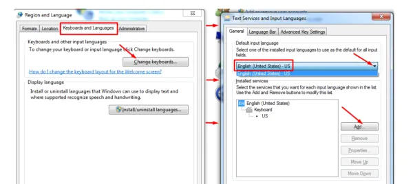 Chọn Keyboards Languages