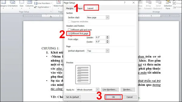  Chọn Difference first page