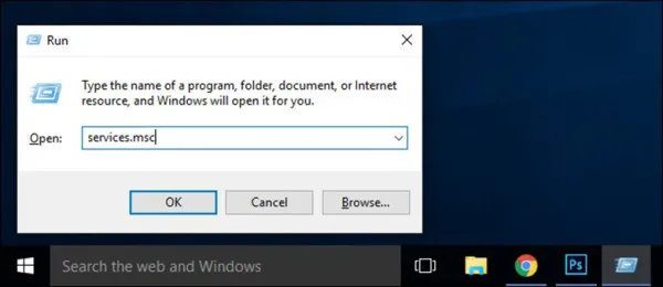  Mở Menu Services bằng cách nhấn đồng thời tổ hợp phím Windows + R