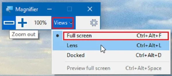 Phóng to màn hình laptop win 10 bằng Magnifier