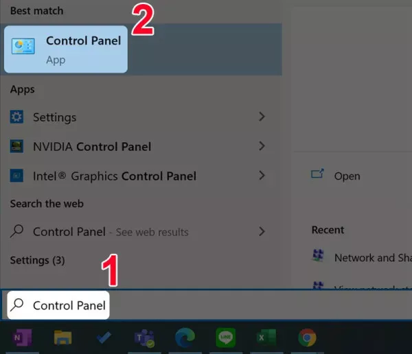  Đi tới  Control Panel 