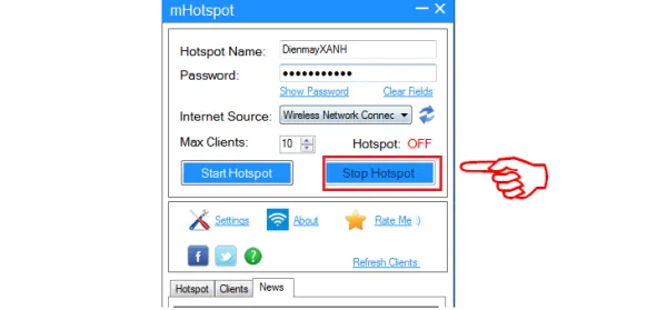 Phần mềm hỗ trợ bắt sóng wifi cho laptop MHotspot