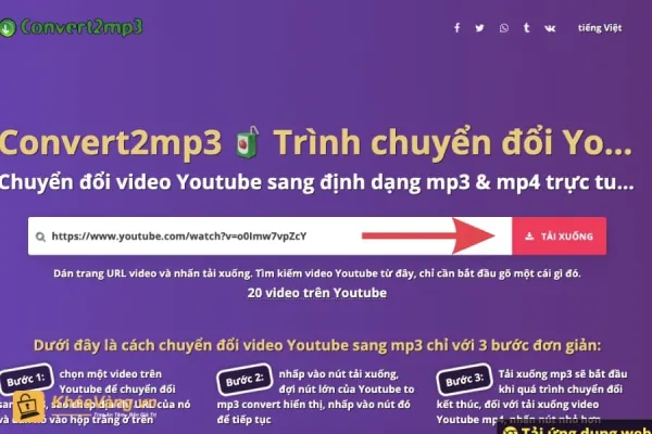 Trong ô tìm kiếm, dán địa chỉ URL của video từ YouTube, Dailymotion, Vimeo hoặc Clipfish mà bạn muốn chuyển đổi.